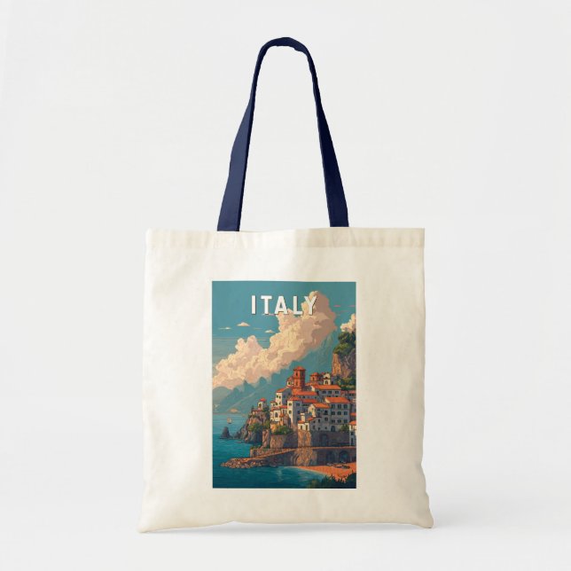 Italy Illustration Travel Art Vintage Tragetasche (Vorne)