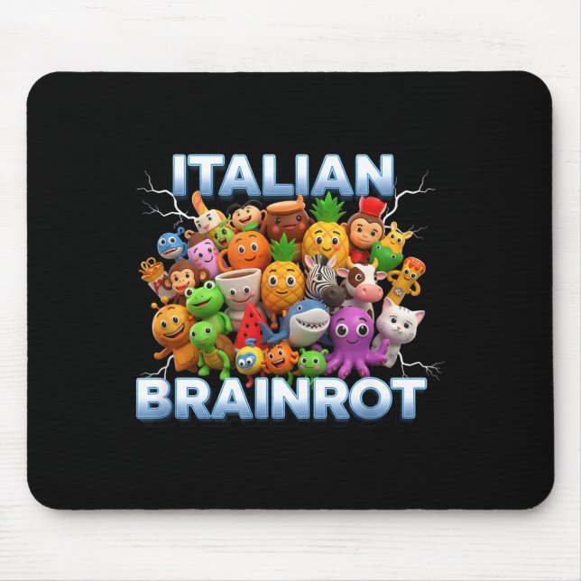 Italy Italian Brainrot Funny Meme Characters Trend Mousepad (Vorne)
