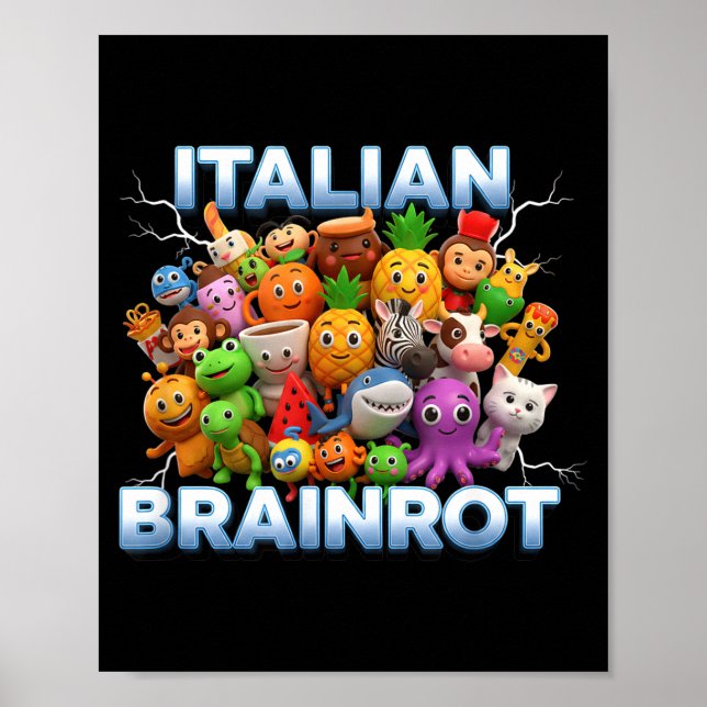 Italy Italian Brainrot Funny Meme Characters Trend Poster (Vorne)