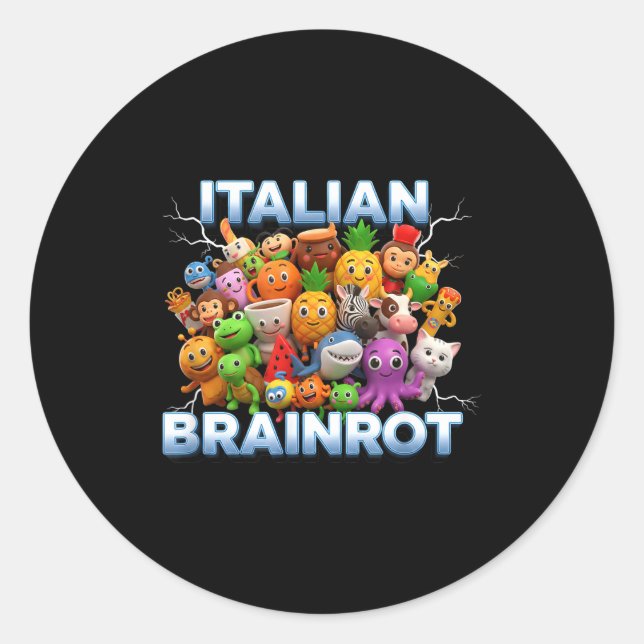 Italy Italian Brainrot Funny Meme Characters Trend Runder Aufkleber (Vorderseite)
