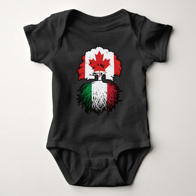 Italy Italian Canadian Canada Tree Roots Flag Baby Strampler (Vorderseite)