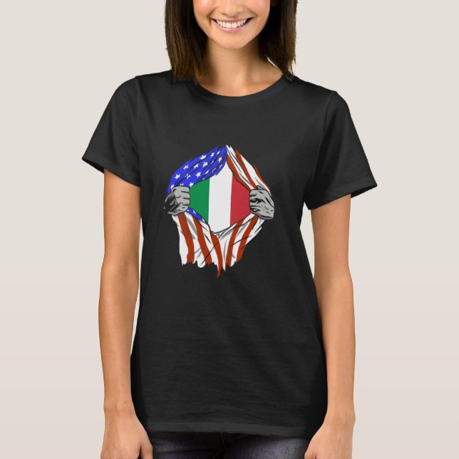 Italy Italian Flag Chest America Italian Roots Ita T-Shirt (Vorderseite)