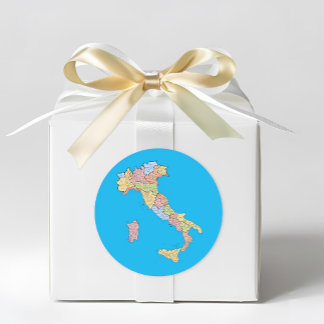 Italy Map Blue Runder Aufkleber