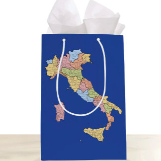 Italy Map Gift Bag – Colorful Regional Design Mittlere Geschenktüte