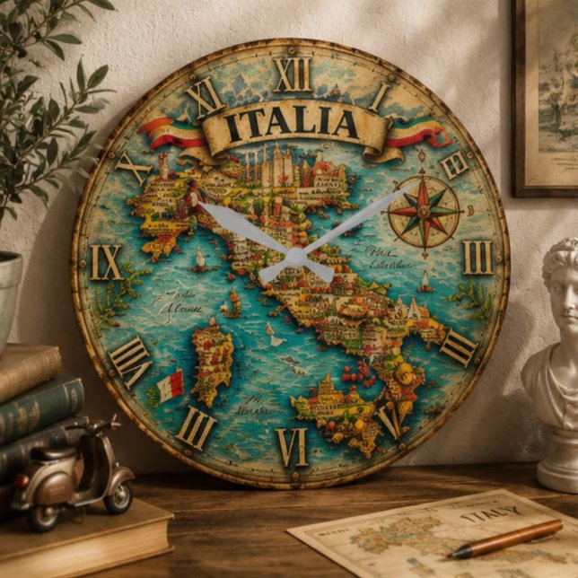 Italy Map Wall Vintage Große Wanduhr (Von Creator hochgeladen)