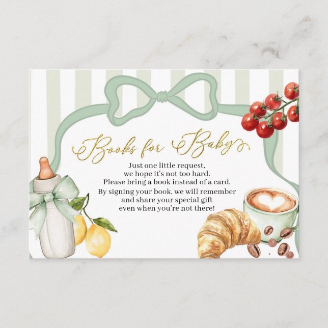 Italy Sage Green Coquette Stripes Books for Baby Begleitkarte (Vorderseite)