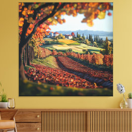 Italy Tuscany Vineyard Premium Wrapped Canvas Leinwanddruck