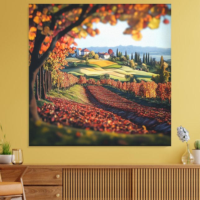 Italy Tuscany Vineyard Premium Wrapped Canvas Leinwanddruck (Insitu (Wohnzimmer))