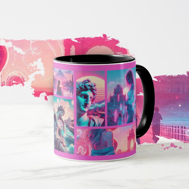 Italy | Vaporwave Retrowave, Custom photo collage Tasse (Von Creator hochgeladen)
