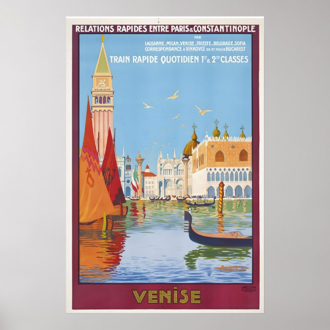 Italy Venice Vintage Travel Poster - Framed (Vorne)