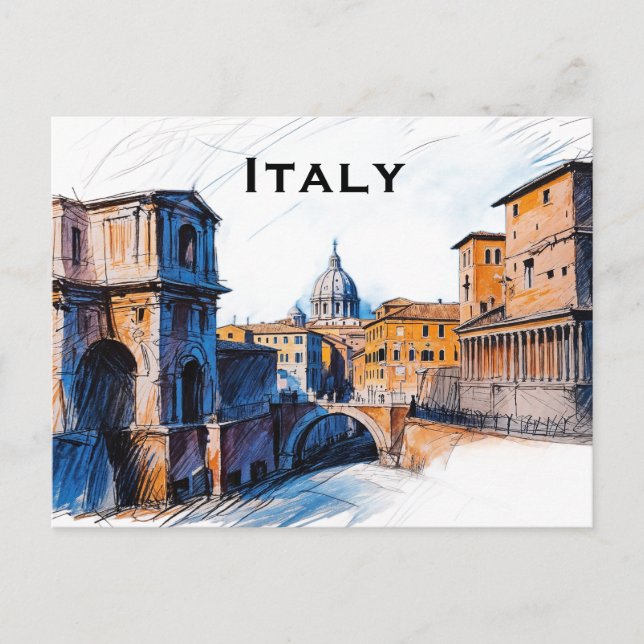 Italy Vintage Travel Tourism Add Postkarte (Vorderseite)