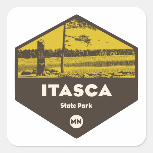 Itasca Staat Park Minnesota Quadratischer Aufkleber (Vorderseite)