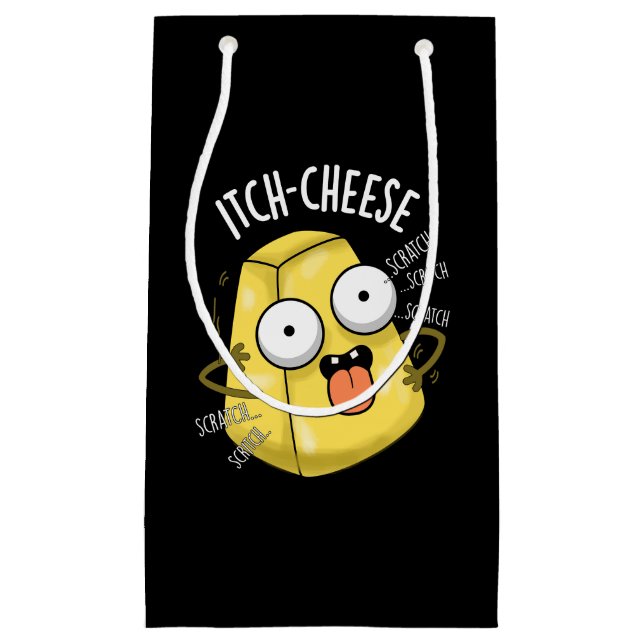 Itch-Käse Funny Cheese Pun Dark BG Kleine Geschenktüte (Vorderseite)