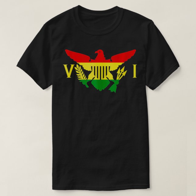Ites Gold Green Horizontal Rasta Jungfrau Islands  T-Shirt (Design vorne)