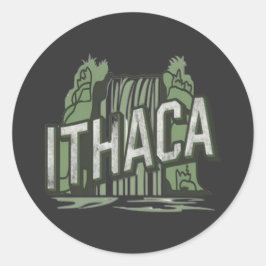 Ithaca Fälle Runder Aufkleber
