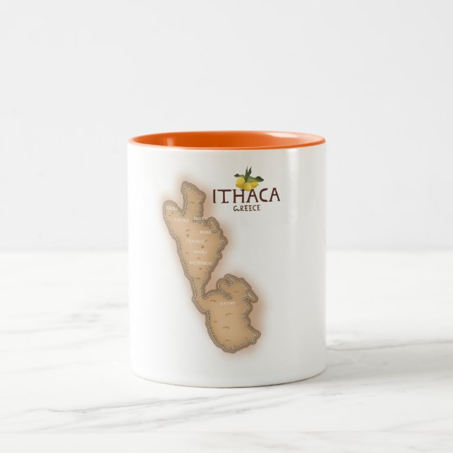 ithaca greece map zweifarbige tasse (Mittel)