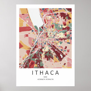 Ithaca New York Stadtplan Poster Moderne Stadt W