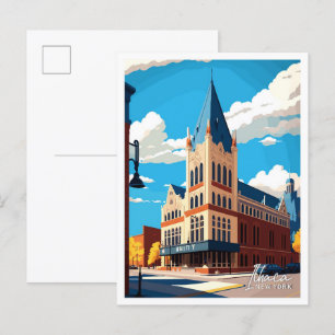 Ithaca New York Travel Vintag Illustration Postkarte