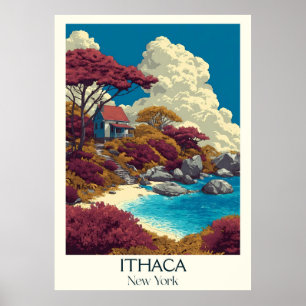 Ithaca New York Vintager Wasserfall Lago Maggiore Poster