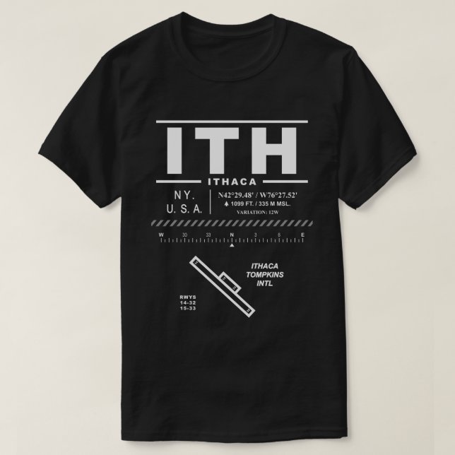 Ithaca Tompkins International Airport ITH T-Shirt (Design vorne)