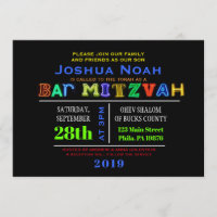 ITIS ELEKTRISCH! NEONglühen Bar Mitzvah Einladung