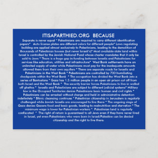 ITISAPARTHEID.ORG BECASUE POSTKARTE