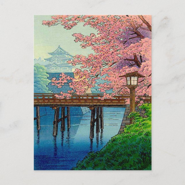 Ito Yuhans Vintages Schloss und Kirschblossom Postkarte (Vorderseite)