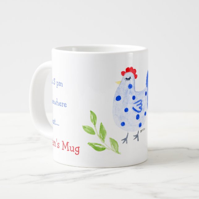 It's 5 pm Somewhere 8 am Here Need Coffee Blue Hen Jumbo-Tasse (Vorderseite Links)