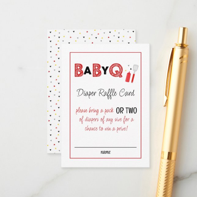 It's a Baby Q for Twins Diaper Raffle Card Begleitkarte (Vorderseite/Rückseite Beispiel)