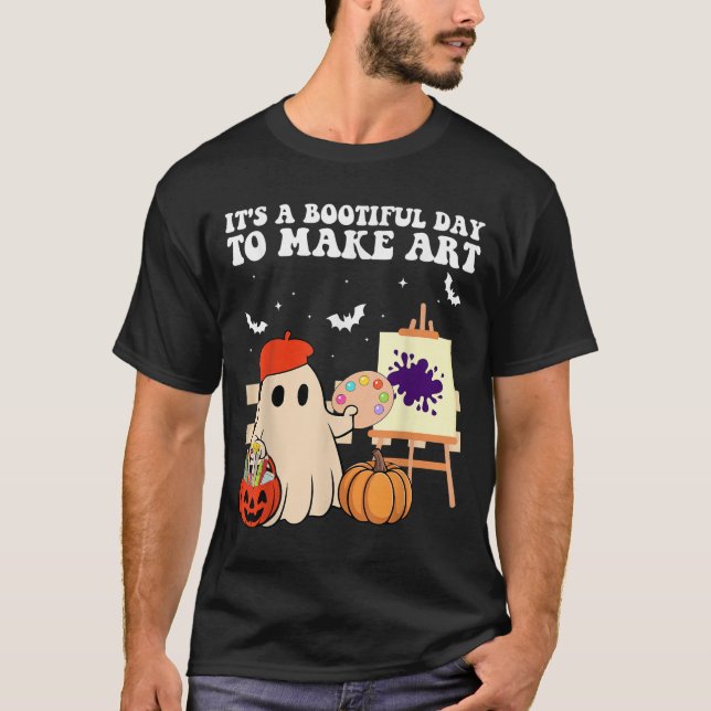 It's A Bootiful Day To Make Art Groovy Art Teacher T-Shirt (Vorderseite)