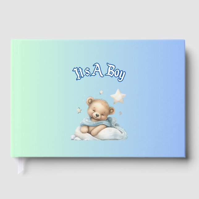 "It's A Boy" Baby Dusche Party Dekor - Teddy Bear Gästebuch (Vorderseite)
