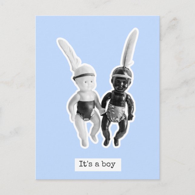 It's a boy - Black and White Doll Indians Postkarte (Vorderseite)