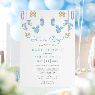 It's A Boy Blue Boy Baby Shower Einladung