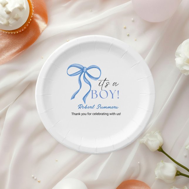 It's a Boy Blue Ribbon Pappteller (Von Creator hochgeladen)