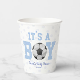 It's A Boy! Blue Soccer Ball Baby Shower Pappbecher
