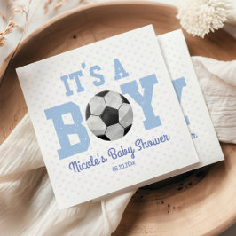 It's A Boy! Blue Soccer Ball Baby Shower Serviette