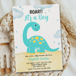 It's a Boy, Cute Watercolor Dinosaur Baby shower Einladung