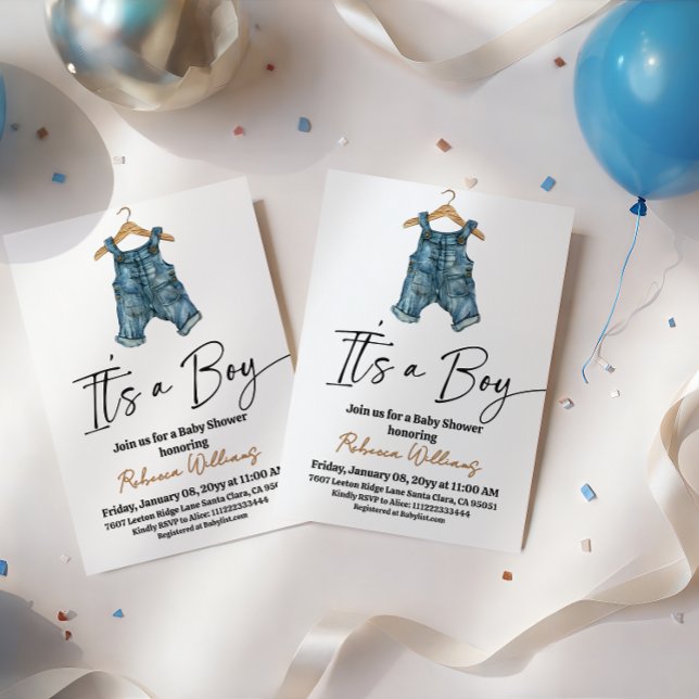 It's a Boy Denim Clothes Blue Jean Baby Shower Einladung (Von Creator hochgeladen)