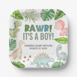 It's a Boy Dinosaur Baby Shower Pappteller