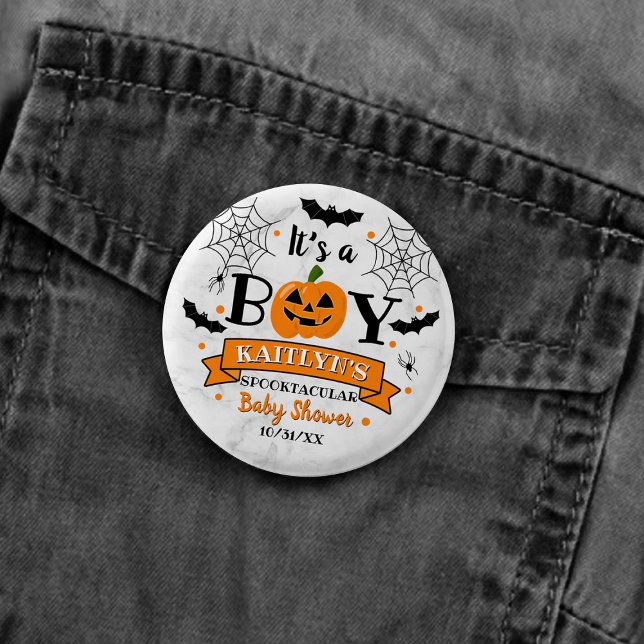 "It's a Boy" Kürbiskreifer Halloween-Kinderdusche Button (Von Creator hochgeladen)