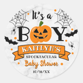 "It's a Boy" Kürbiskreifer Halloween-Kinderdusche Runder Aufkleber