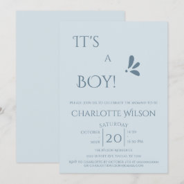 It's A Boy! Minimalism Pastel Blue Baby Shower Einladung