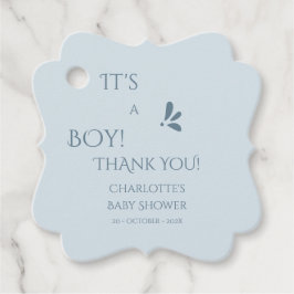 It's A Boy! Minimalism Pastel Blue Baby Shower Geschenkanhänger