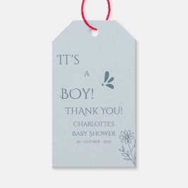 It's A Boy! Minimalism Pastel Blue Baby Shower Geschenkanhänger