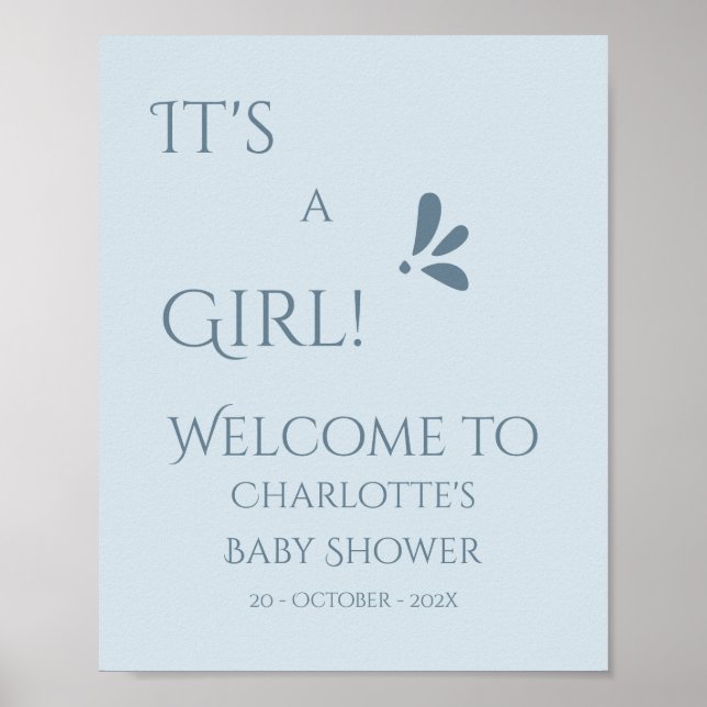 It's A Boy! Minimalism Pastel Blue Baby Shower Poster (Vorne)