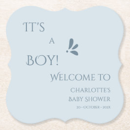 It's A Boy! Minimalism Pastel Blue Baby Shower Untersetzer