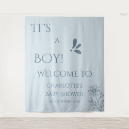 It's A Boy! Minimalism Pastel Blue Baby Shower Wandteppich