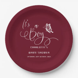 It's A Boy Modern Minimal Butterfly Baby Shower Pappteller