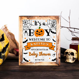 "It's A Boy" Pumkin Halloween Baby Dusche Willkomm Poster