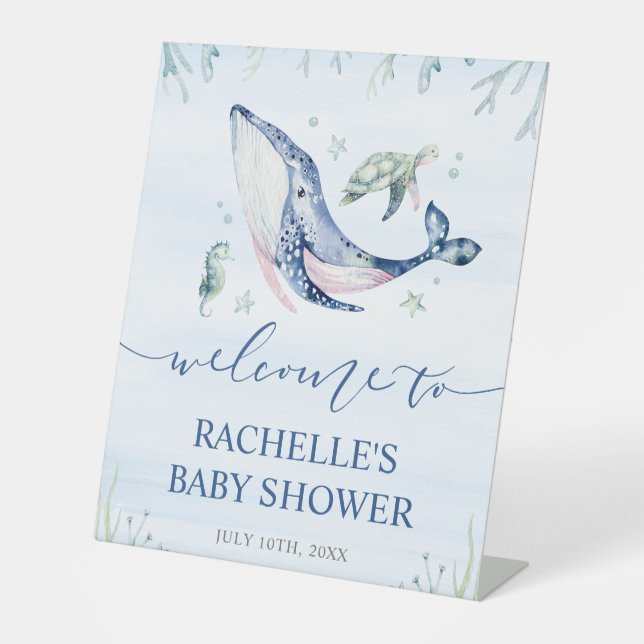 It's a Boy Under the Sea Baby Shower Welcome Sockelschild (Vorderseite)